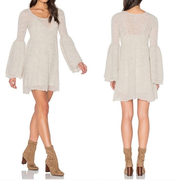 FP Juliet Alpaca-Merino blend knee length sweater dress & bell sleeves - Picture 3 of 16